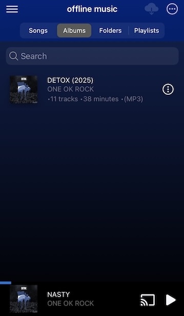 SubstreamerのOfflineMusic画面
